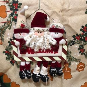 Santa and Snowman Welcome Plaque 11.75x 16.5”